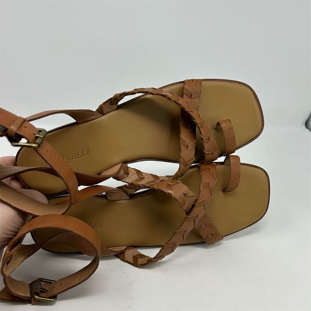 Madewell Cassia Whipstitch Sandals English Saddle Brown Size 10 Summer Casual - Picture 11 of 12